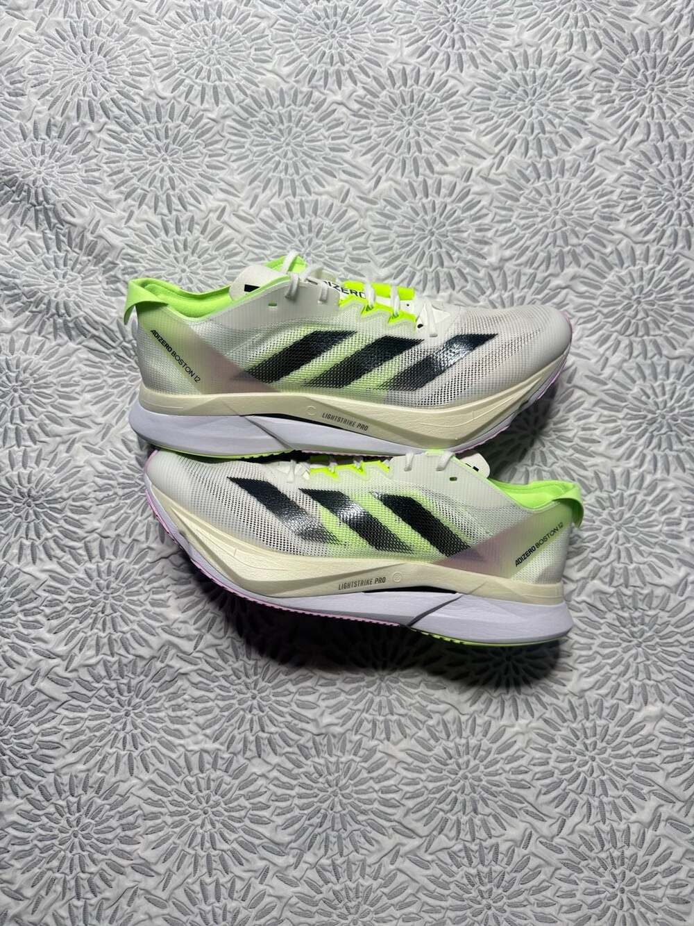Adidas Adizero Boston 12 Running Shoes White Green Spark Men’s 11.5 IG3321